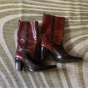 🤎Vintage Heeled Boots w/ Detailing on Sides🤎